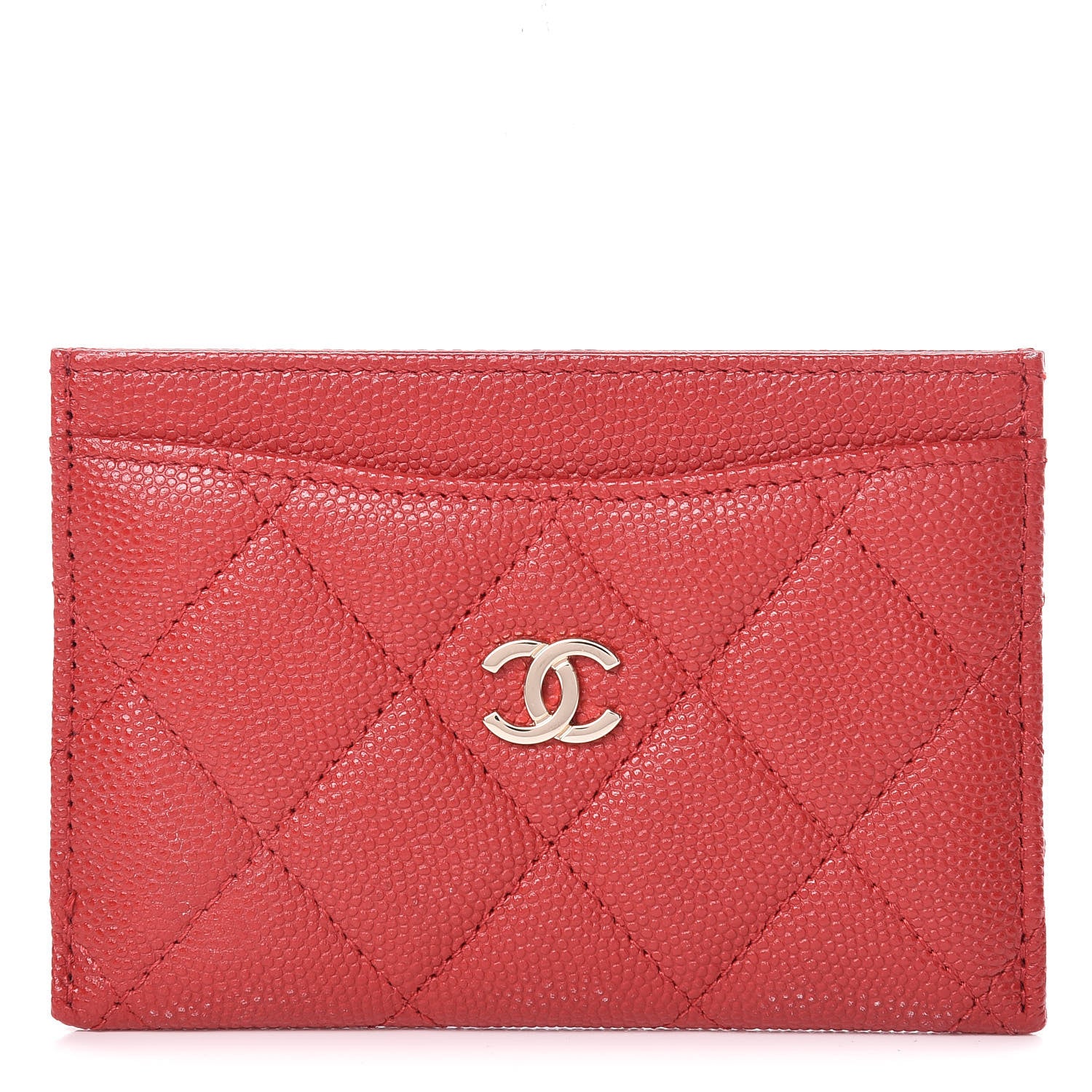 Chanel Caviar Quilted Card Holder Red 1 of 8