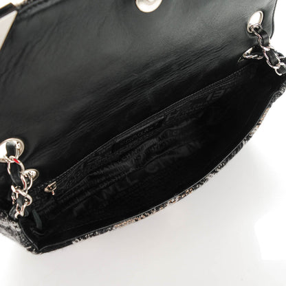 Chanel Woven Tweed Medium Single Flap Black Grey 6 of 8