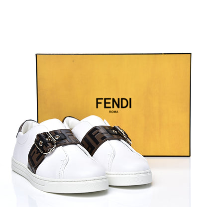 Fendi Vitello FF Embossed Womens Slip On Sneakers 39.5 Ultra White Maya Black 10 of 10