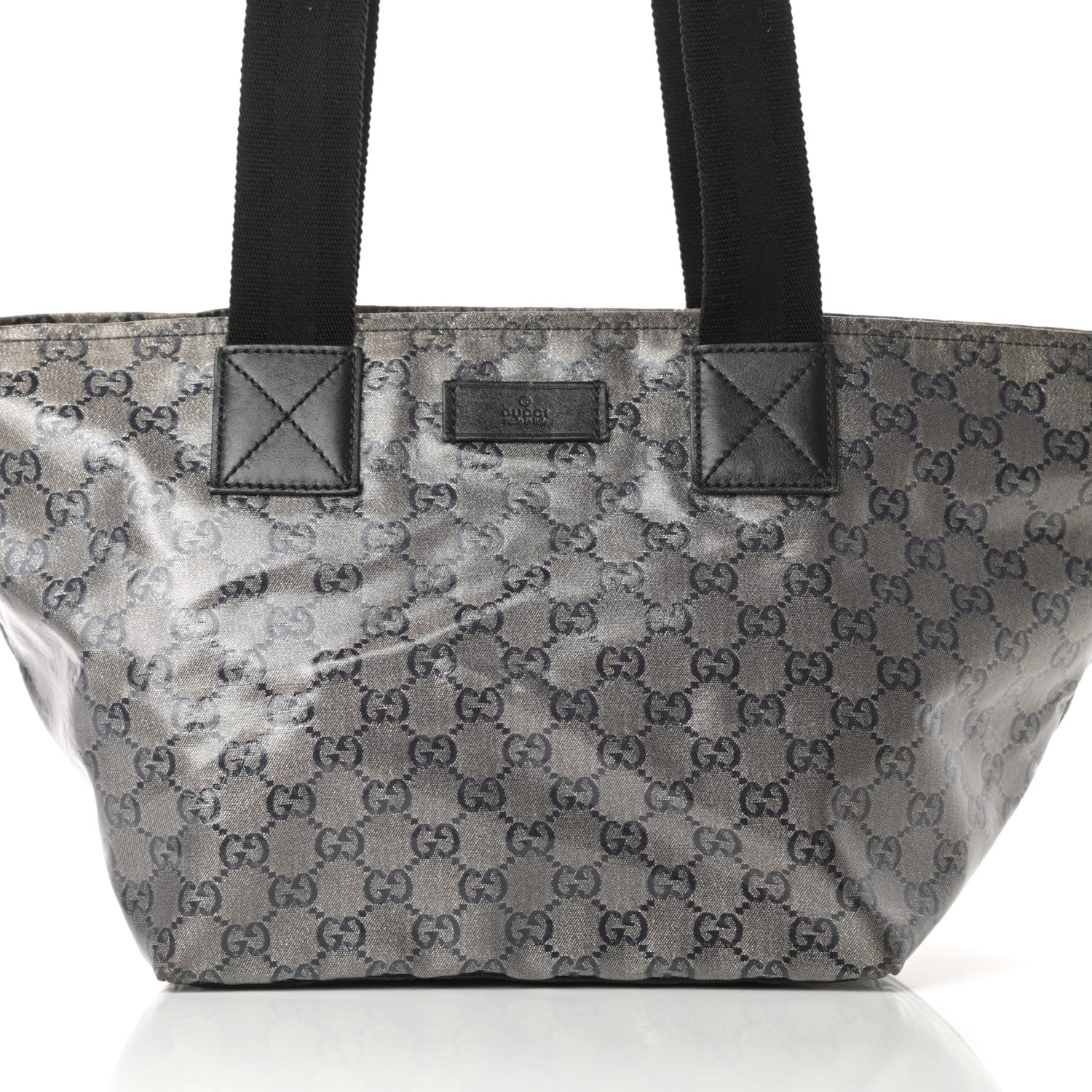 Gucci Crystal Monogram Medium Web Handle Bucket Tote Black 8 of 12
