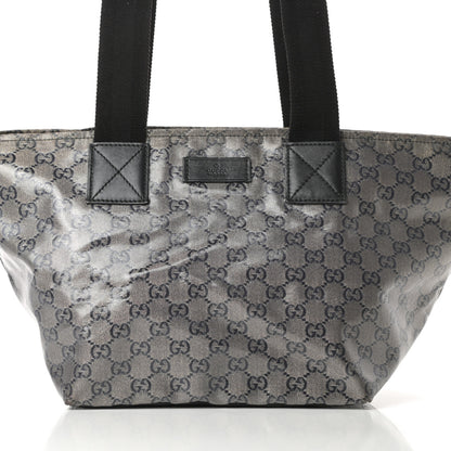Gucci Crystal Monogram Medium Web Handle Bucket Tote Black 8 of 12