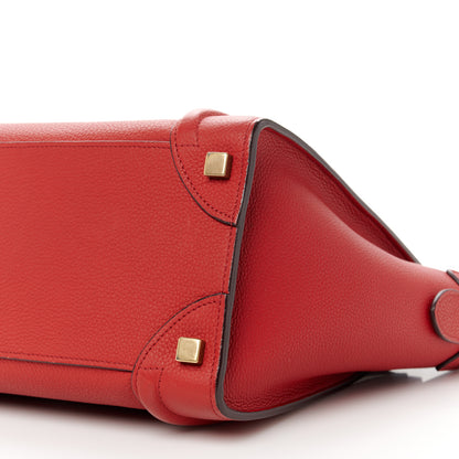 Celine Drummed Calfskin Micro Luggage Red 9 of 9