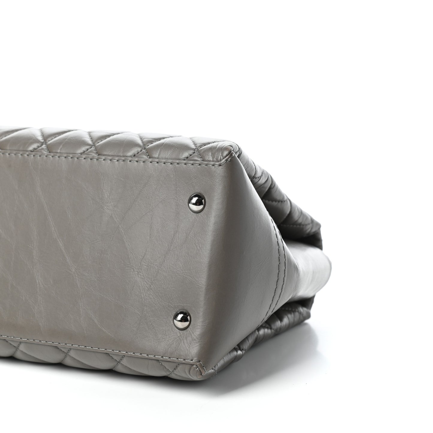 Aged Calfskin Lady Pearly Tote Grey