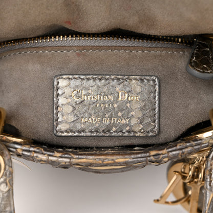 Christian Dior Metallic Snakeskin Cannage Mini Lady Dior Silver 6 of 11