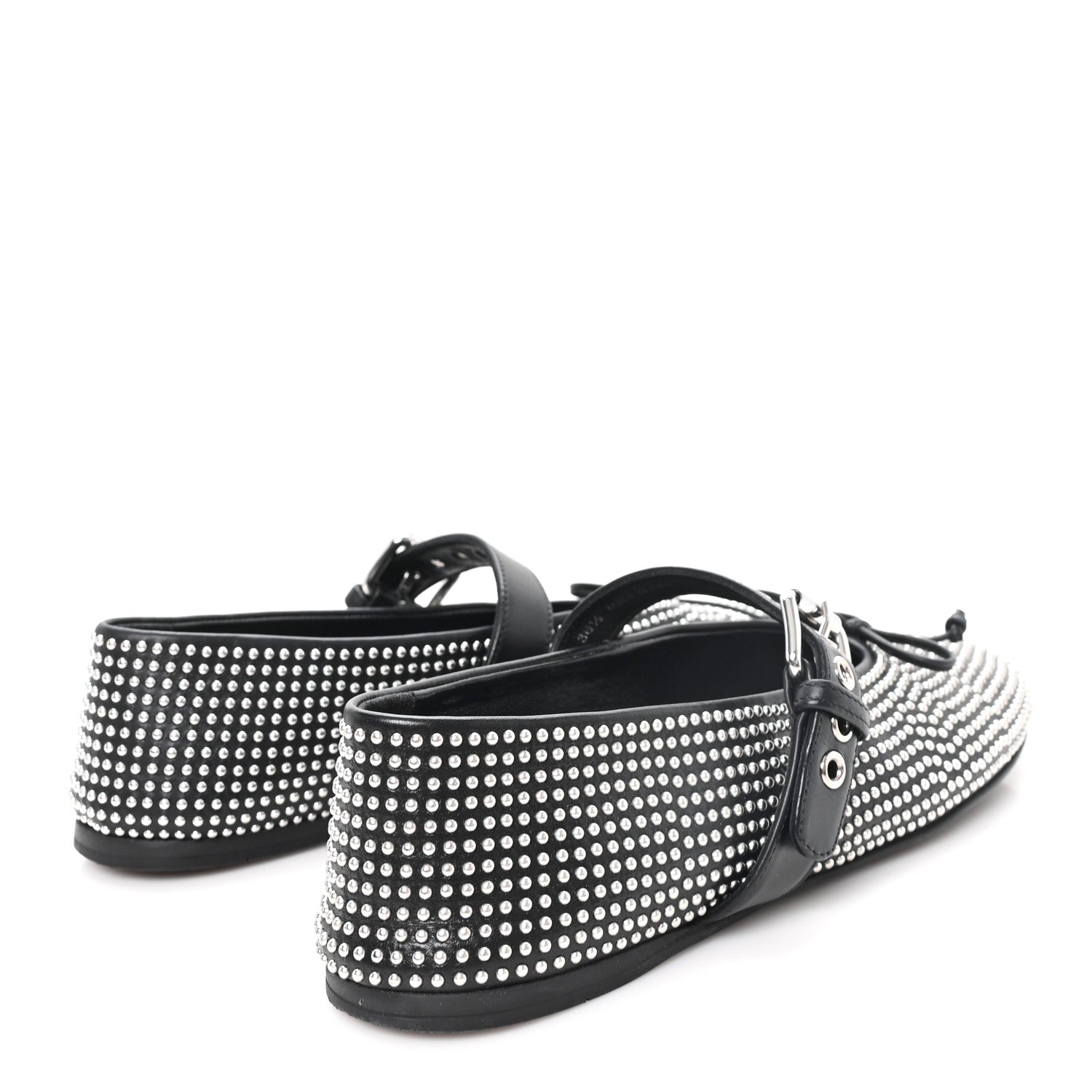 Miu Miu Calfskin Studded Mary Jane Ballerina Flats 36.5 Black 5 of 8