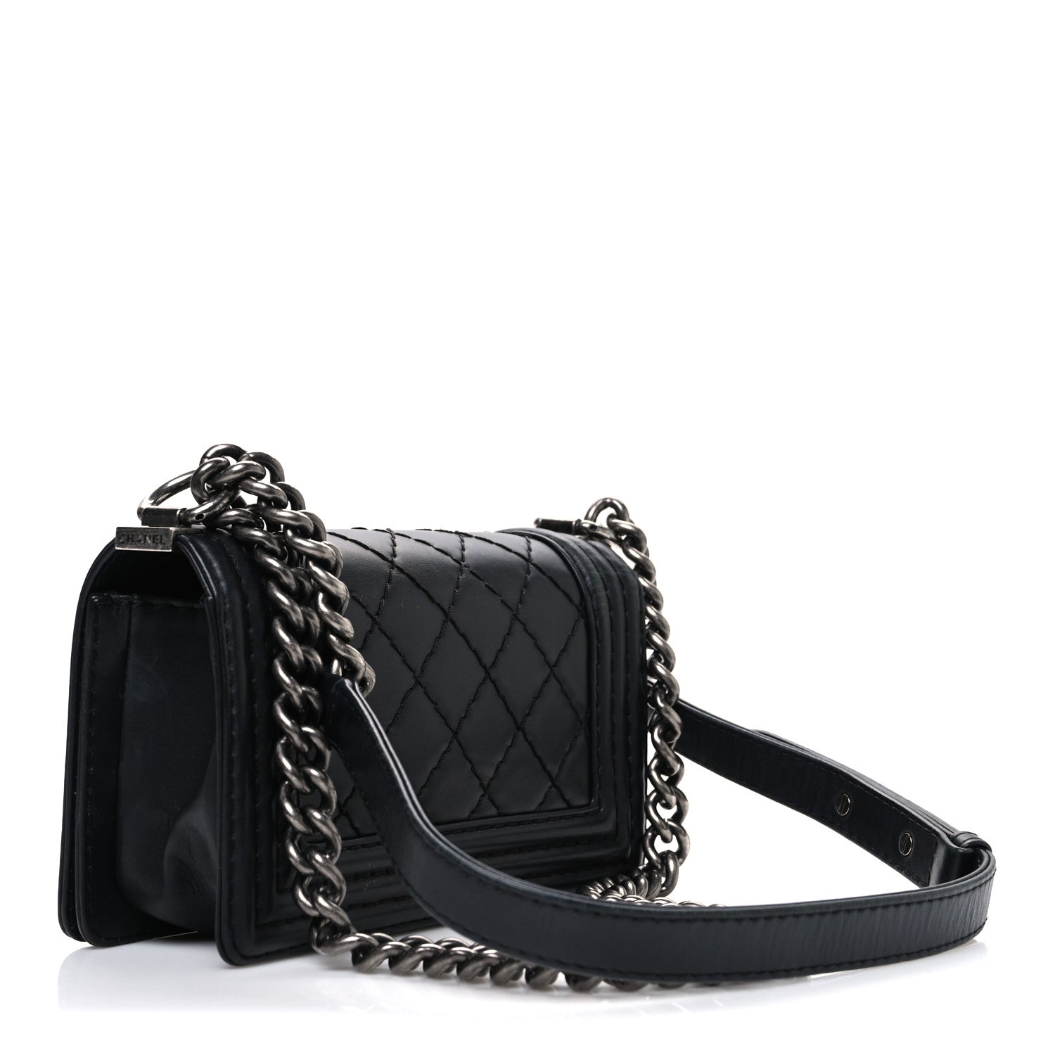 Chanel Calfskin Double Stitch Small Boy Flap Black 3 of 10