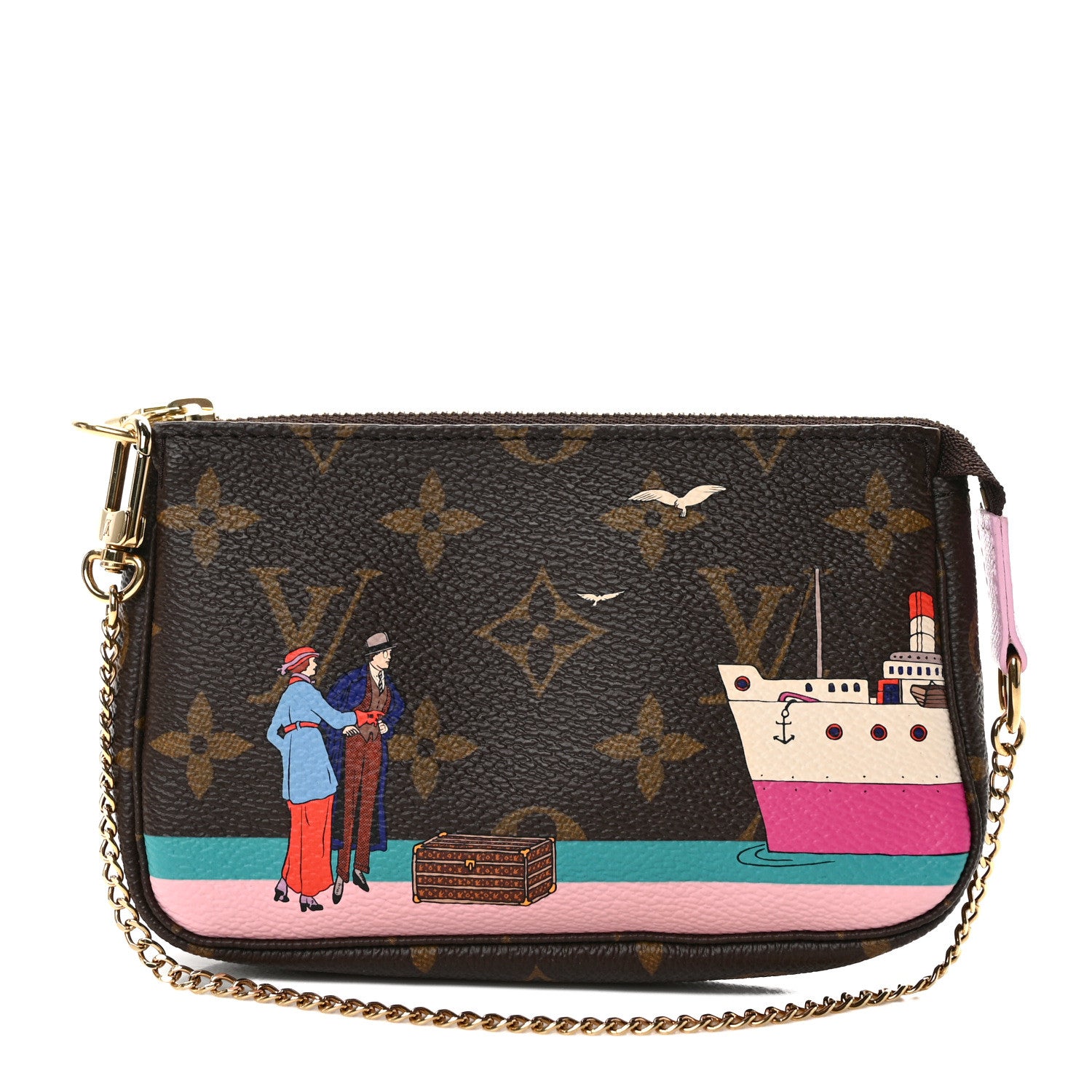 Louis Vuitton Monogram 2016 Christmas Animation Mini Pochette Accessories Rose Ballerine 1 of 7