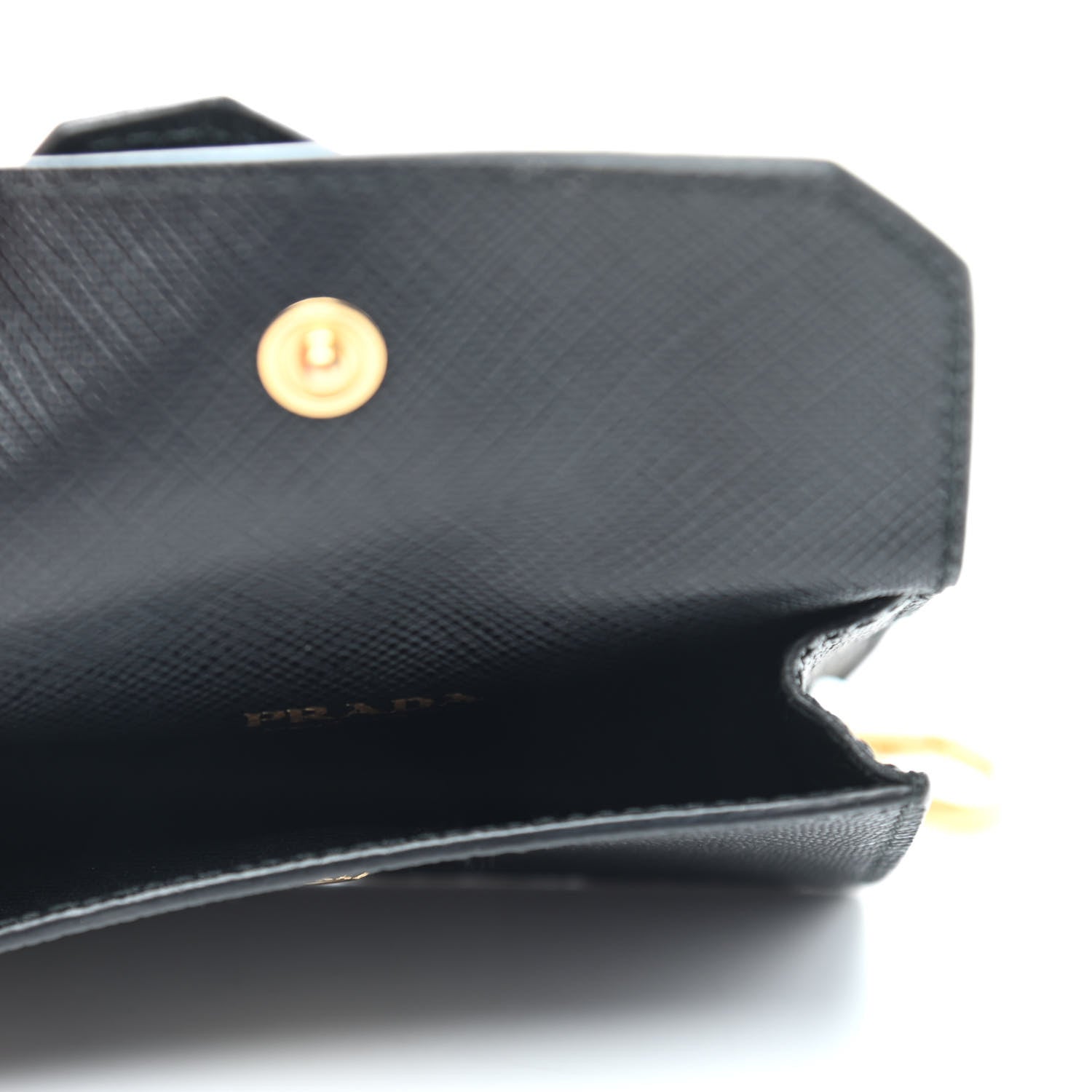Prada Saffiano Triangle Trick with Charm Key Chain Black 4 of 4