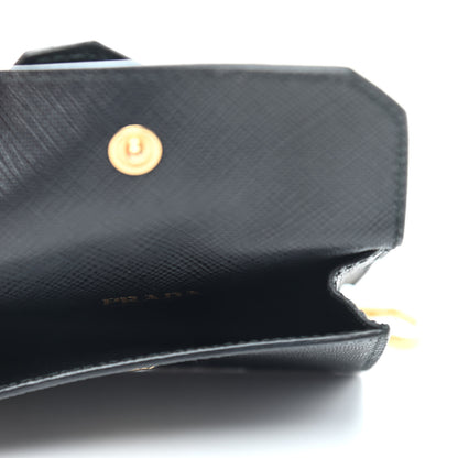 Prada Saffiano Triangle Trick with Charm Key Chain Black 4 of 4