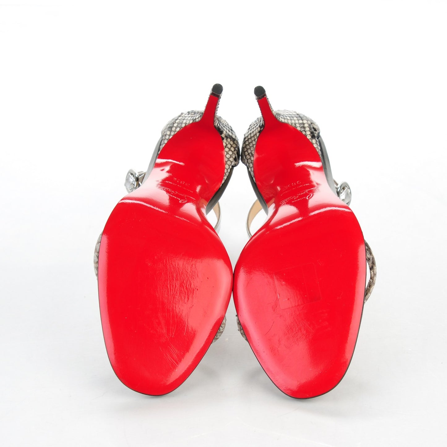 Metallic Patent Python Athena Alta 100 T-Strap Sandals 38.5 Roccia