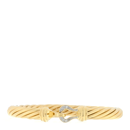 David Yurman 18K Yellow Gold Diamond 7mm Buckle Cable Bracelet 1 of 3