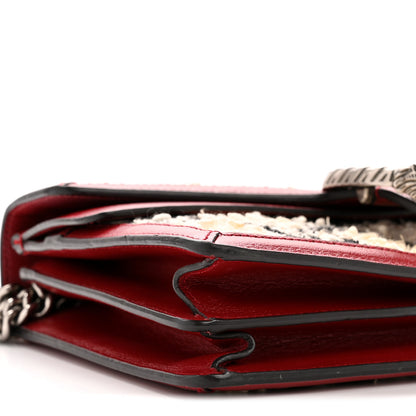 Gucci Tweed GG Monogram Small Dionysus Shoulder Bag White Black Romantic Cherry 9 of 12