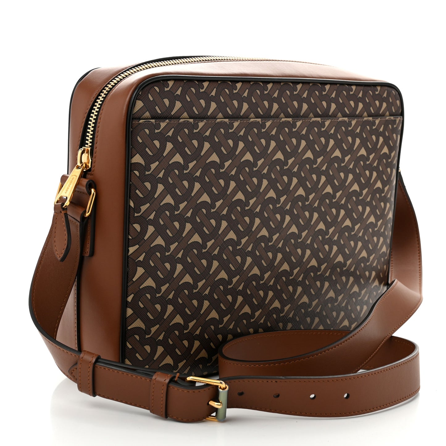 E-Canvas Monogram Calfskin Knight Messenger Bag Bridle Brown