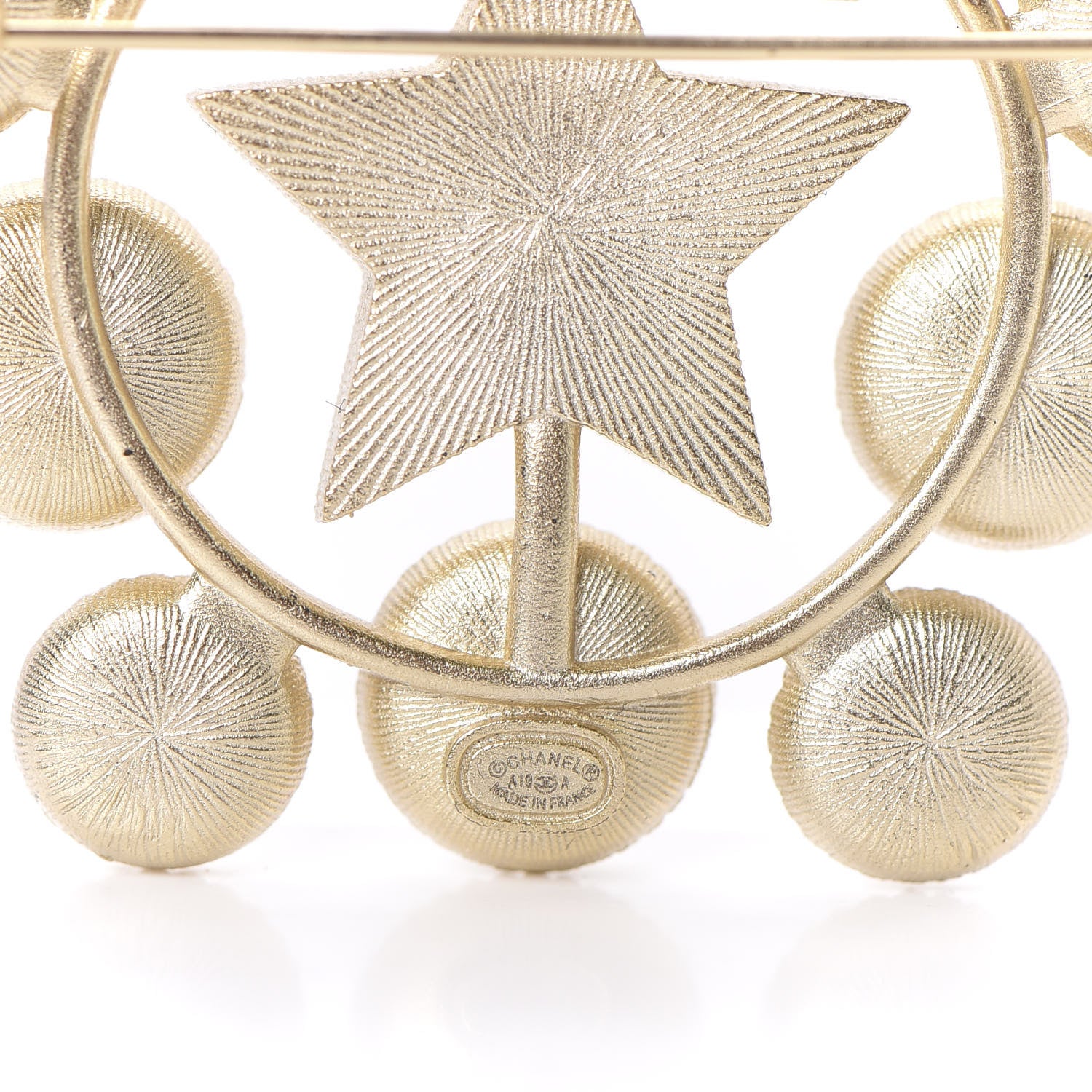Chanel Pearl Crystal CC Star Brooch Gold 4 of 5