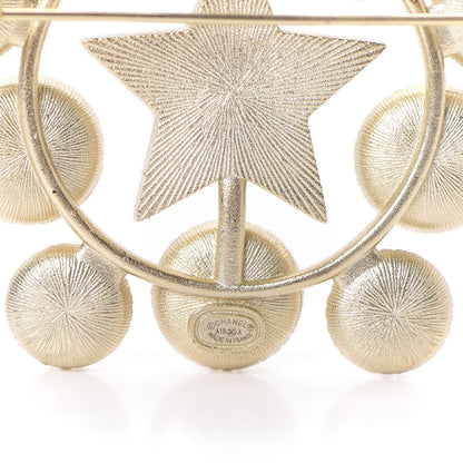 Chanel Pearl Crystal CC Star Brooch Gold 4 of 5