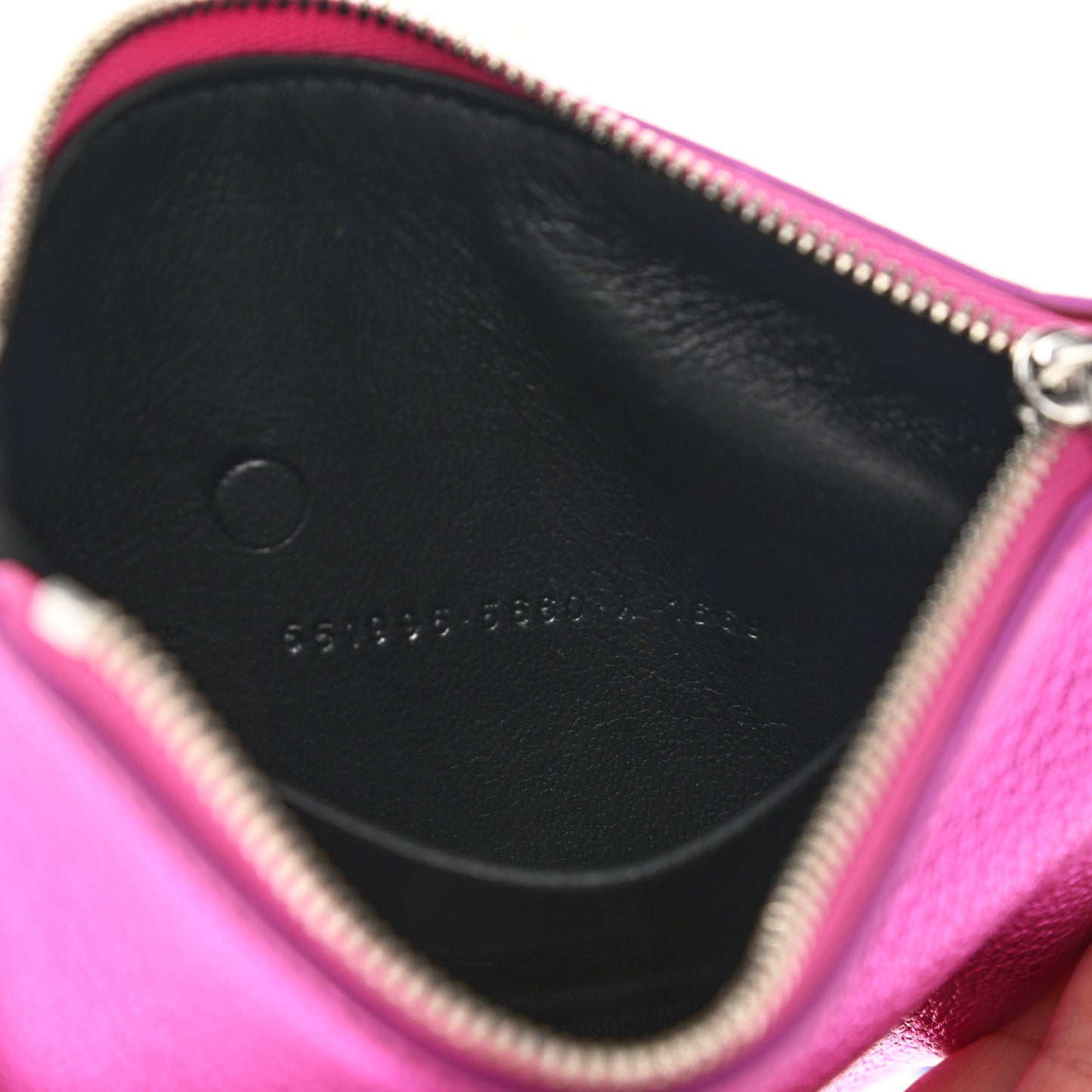 Metallic Goatskin Logo XS Ville Pouch Rose Fuchsia Black