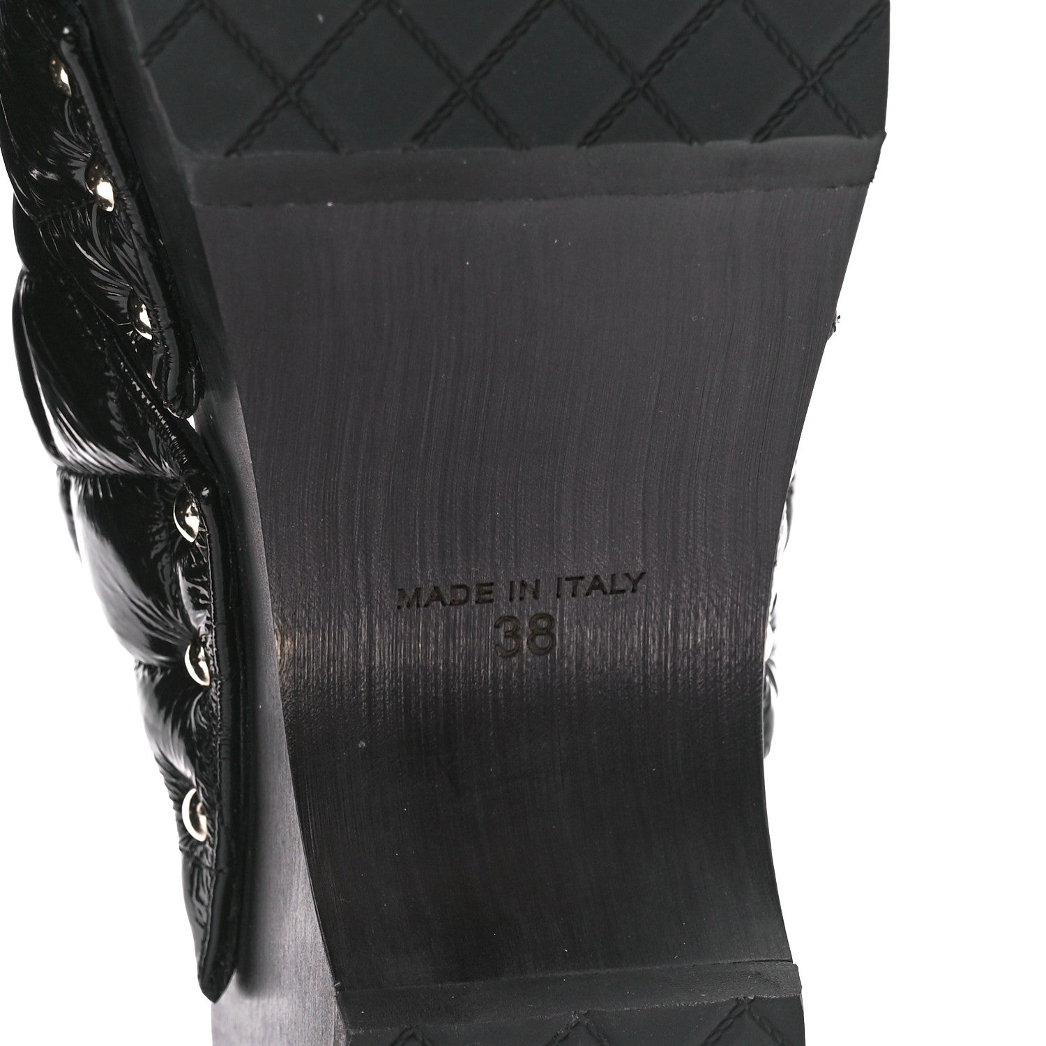 Chanel Patent Lambskin Quilted CC Clogs 38 Black 6 of 9