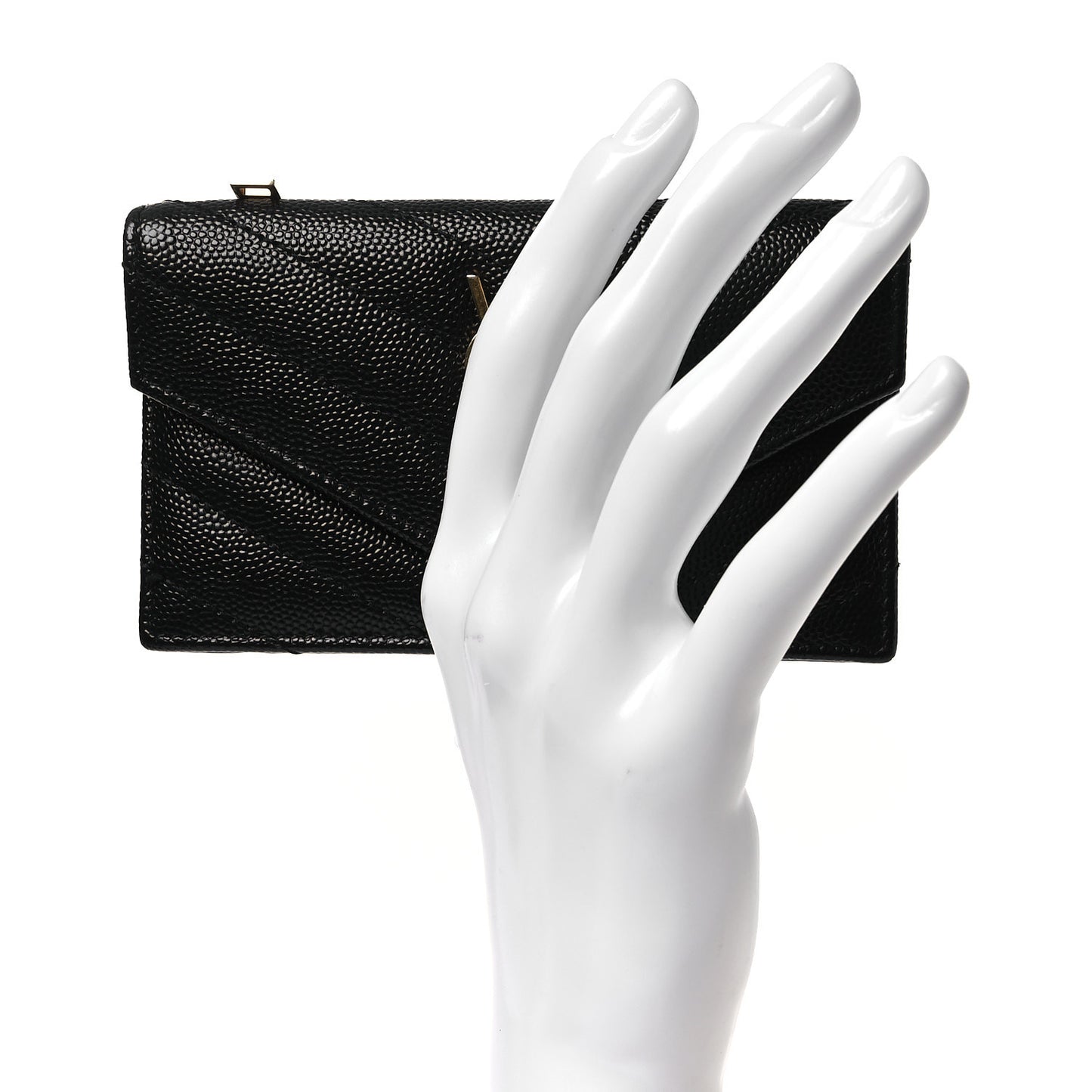 Grain De Poudre Matelasse Chevron Monogram Compact Wallet Black