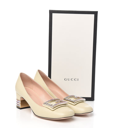 Gucci Malaga Kid Crystal Square G Madelyn Mid Heel Loafer Pumps 37 White 10 of 10