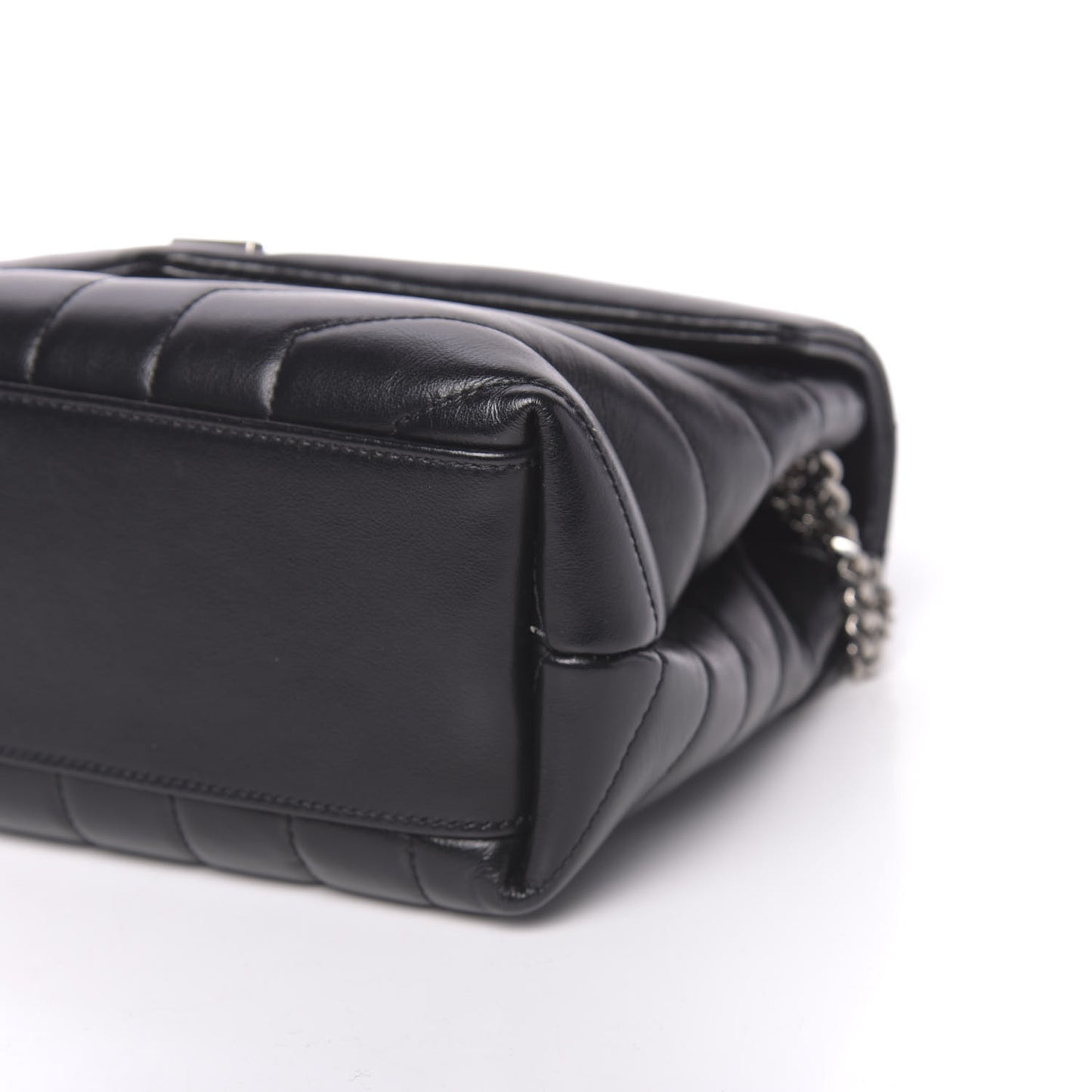 Calfskin Y Quilted Monogram Small Loulou Chain Satchel Black