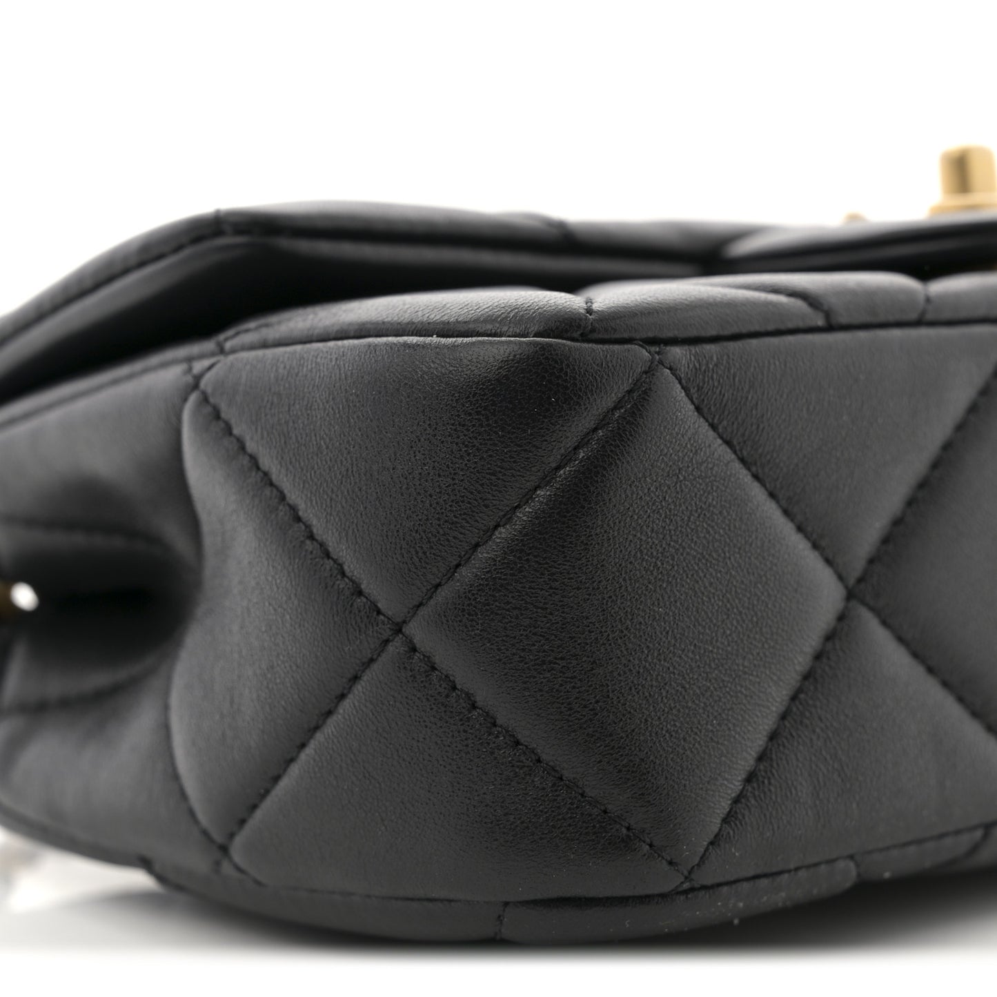 Lambskin Quilted Pearl Small Flap Black