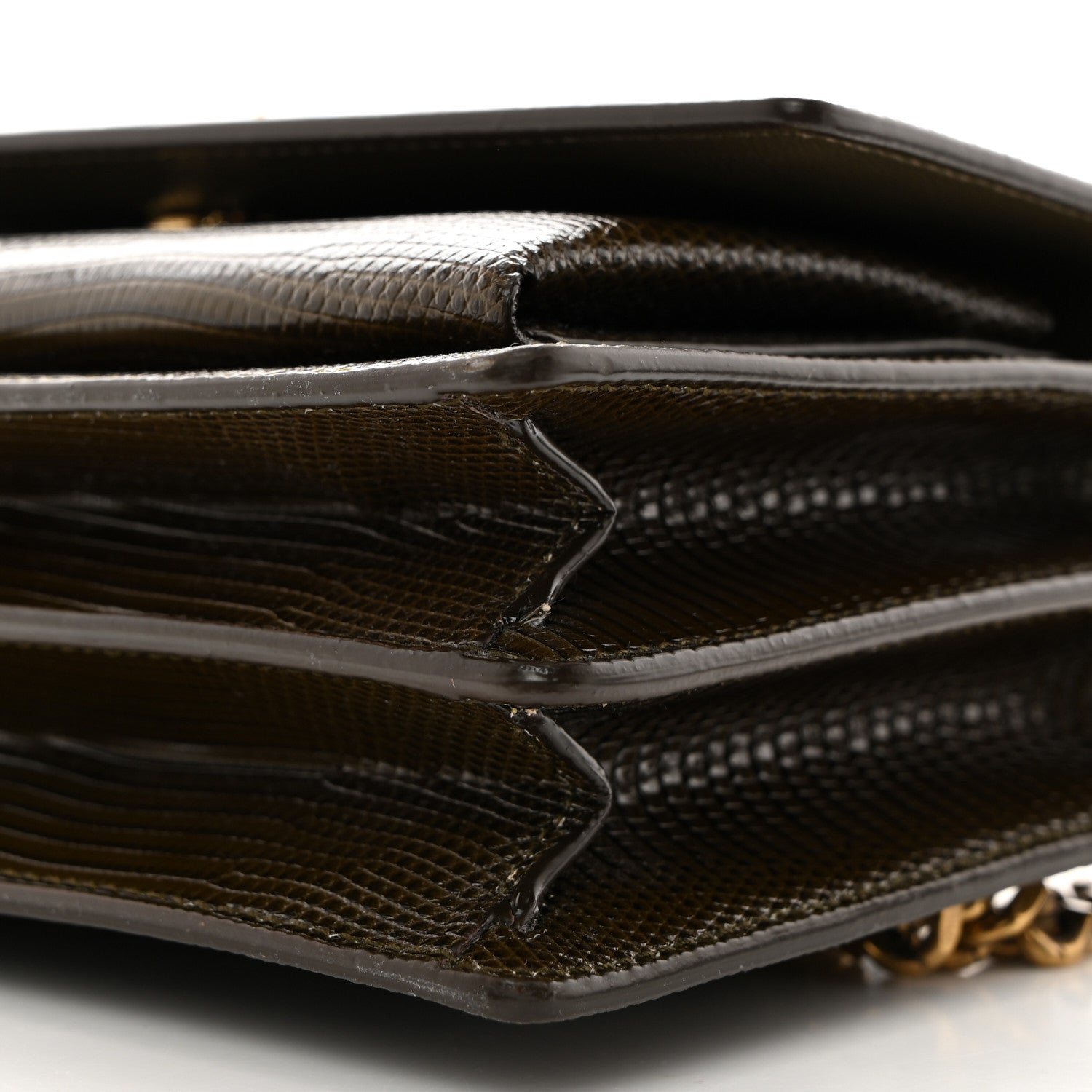 Saint Laurent Calfskin Lizard Embossed Small Monogram Sunset Dark