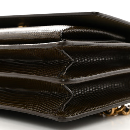 Saint Laurent Calfskin Lizard Embossed Small Monogram Sunset Dark Seaweed 11 of 11