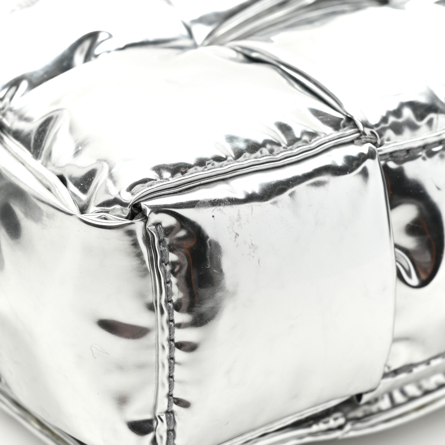 Bottega Veneta Metallic Lambskin Maxi Intrecciato Padded The Belt Cassette Bag Silver 13 of 13