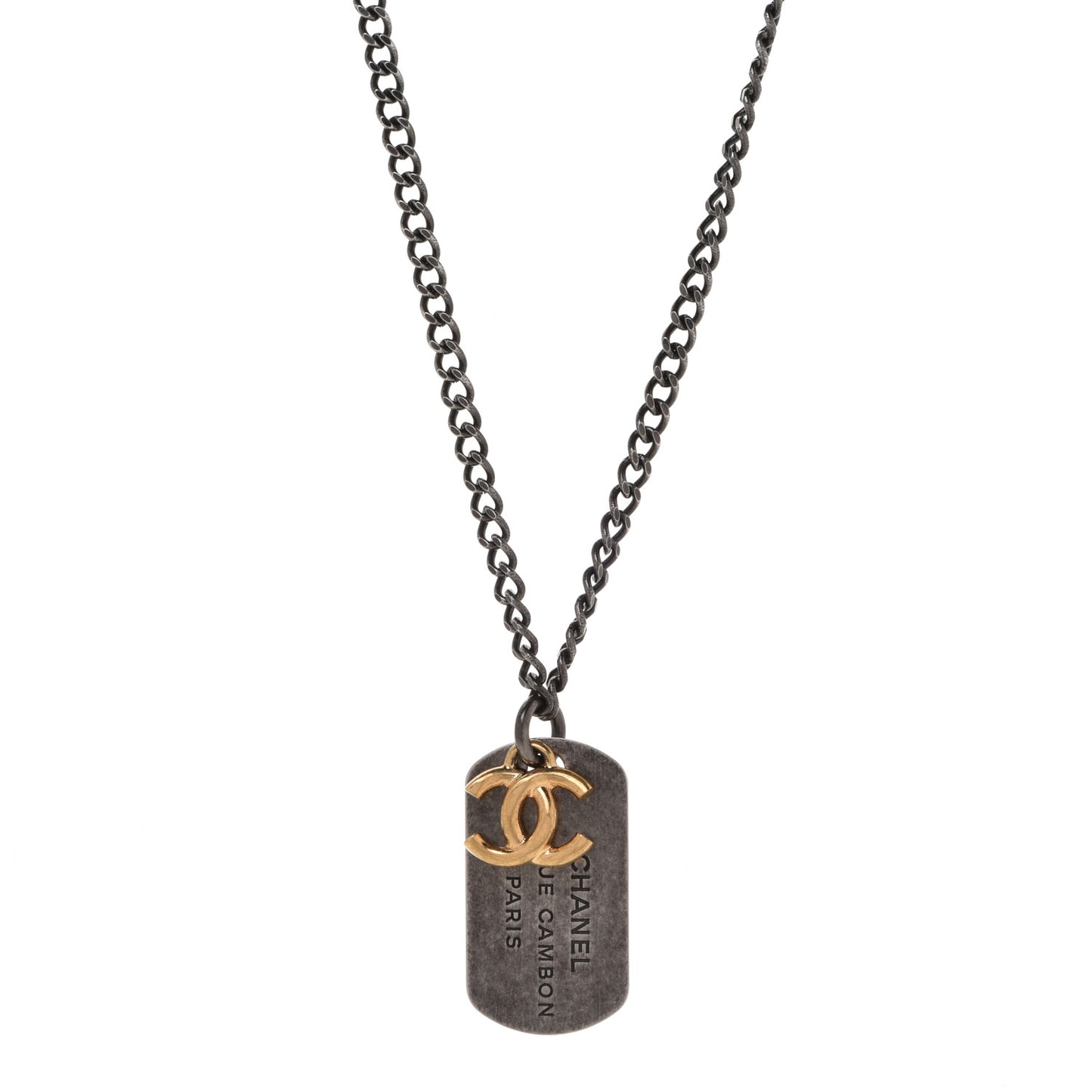 Ruthenium ID Dog Tag Charm Necklace Silver Gold