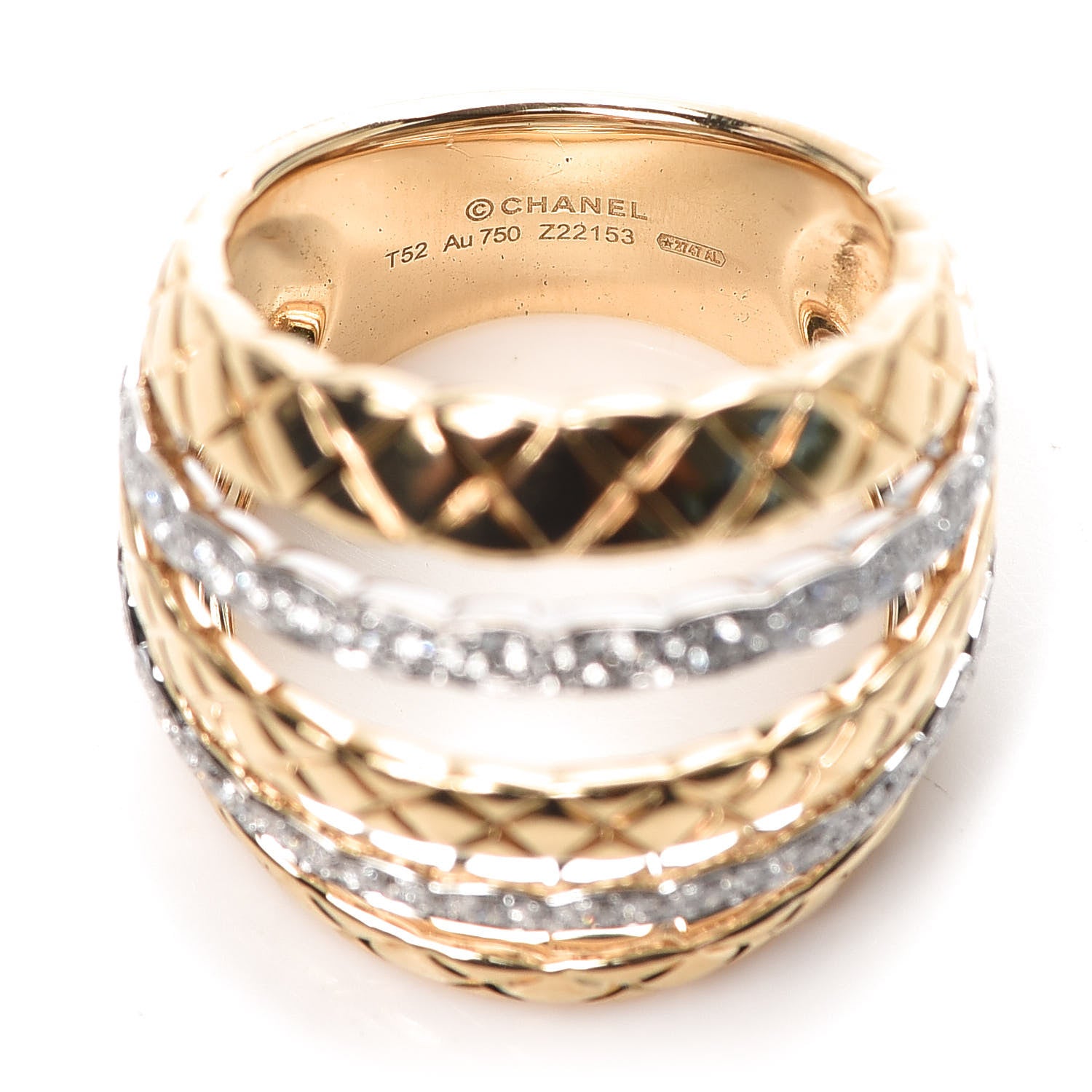 Chanel 18K Yellow White Gold Diamond Coco Crush Ring 52 6 3 of 4