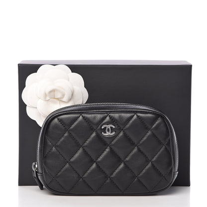 Chanel Lambskin Quilted Small Curvy Pouch Cosmetic Case Black 8 of 8