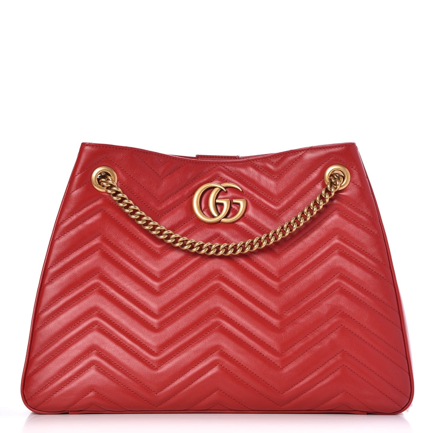 Calfskin Matelasse Medium GG Marmont Shoulder Tote Bag Hibiscus Red