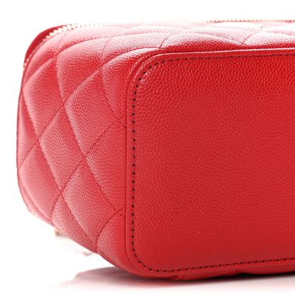 Chanel Caviar Quilted Small Vanity Case With Chain Red 8 of 10