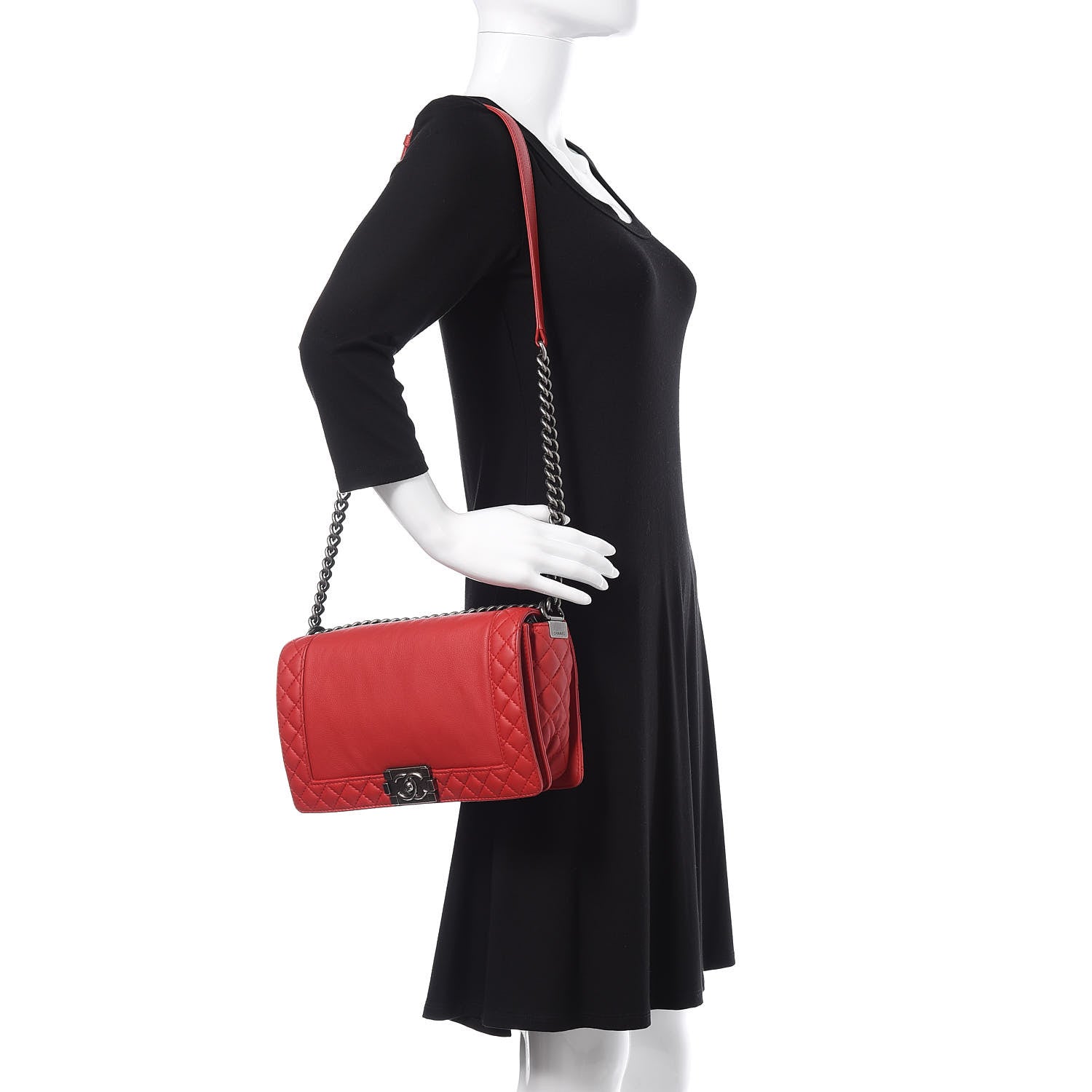 Chanel Calfskin New Medium Boy Reverso Flap Red 2 of 12