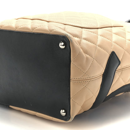 Chanel Calfskin Quilted Medium Cambon Tote Beige Black 11 of 11