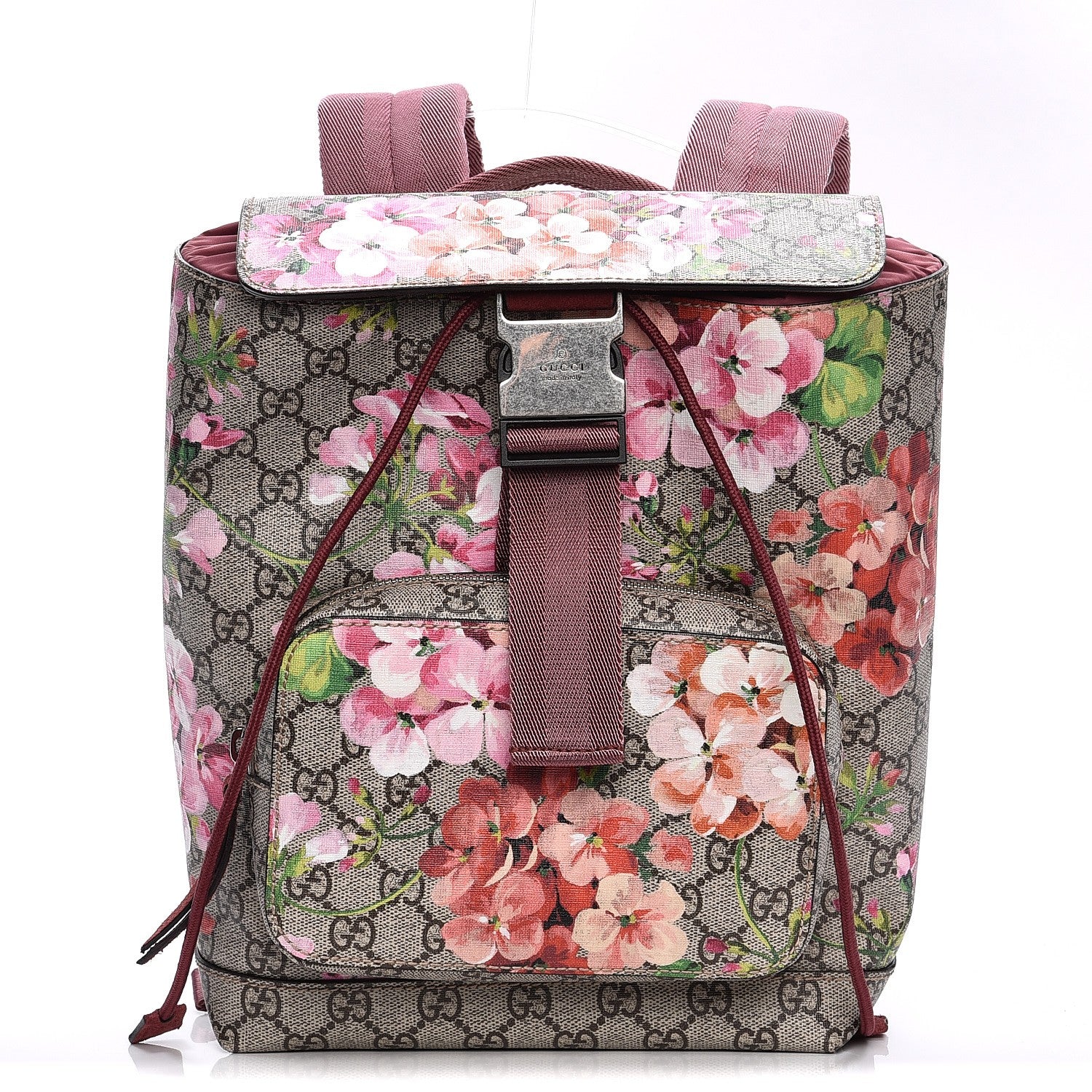 Gucci GG Supreme Monogram Blooms Small Single Buckle Backpack Beige Multicolor Dry Rose 1 of 7