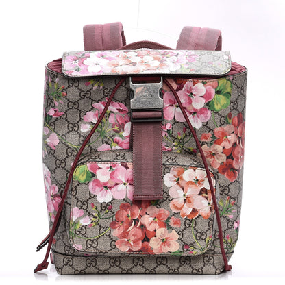 Gucci GG Supreme Monogram Blooms Small Single Buckle Backpack Beige Multicolor Dry Rose 1 of 7