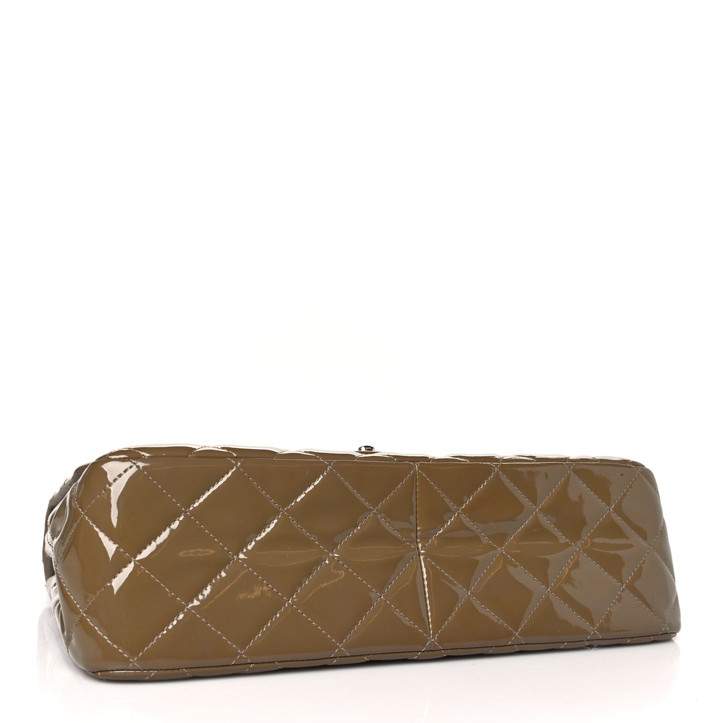 Patent Calfskin Quilted Jumbo Double Flap Grey