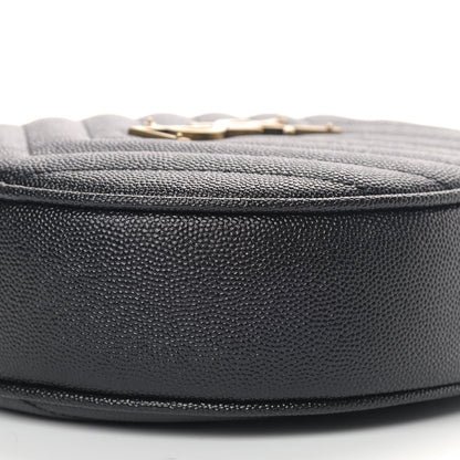 Saint Laurent Grain De Poudre Matelasse Chevron Quilted Round Vinyle Camera Bag Black 7 of 9