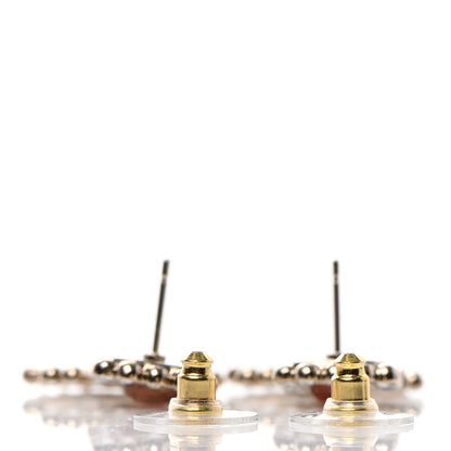 Chanel Crystal Pearl CC Drop Earrings Pink Gold 3 of 4