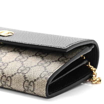 Gucci Dollar Calfskin GG Supreme Monogram Petite GG Marmont Wallet Chain Bag Black Beige Ebony 9 of 9