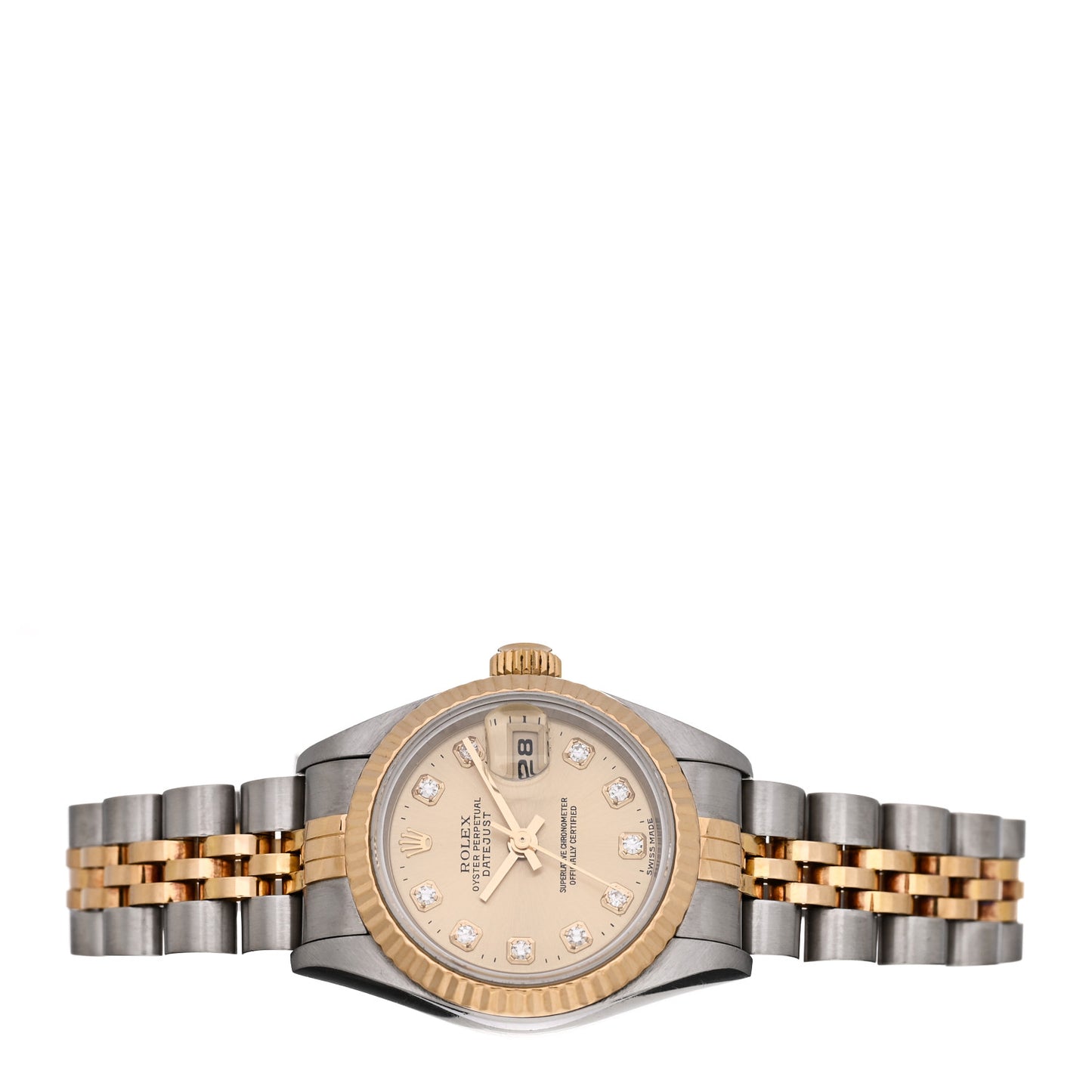 Stainless Steel 18K Yellow Gold Diamond 26mm Oyster Perpetual Datejust Watch Champagne 69173