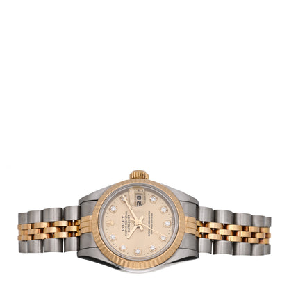 Rolex Stainless Steel 18K Yellow Gold Diamond 26mm Oyster Perpetual Datejust Watch Champagne 69173 2 of 4