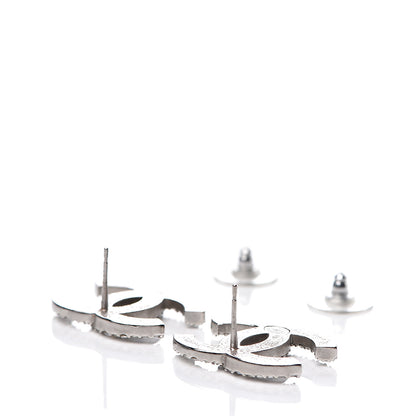 Chanel Crystal Timeless CC Earrings Silver 3 of 5