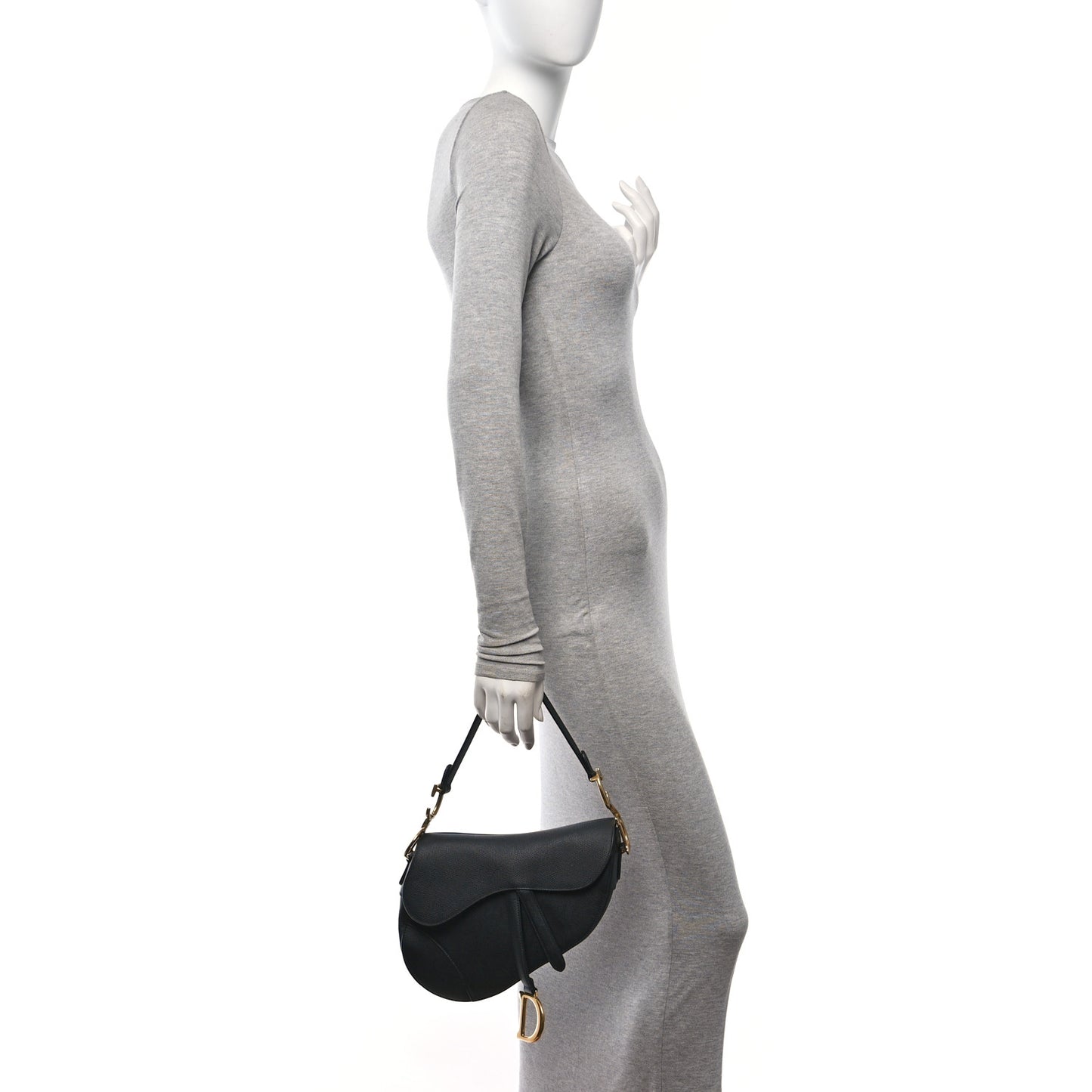Grained Calfskin Saddle Bag Black