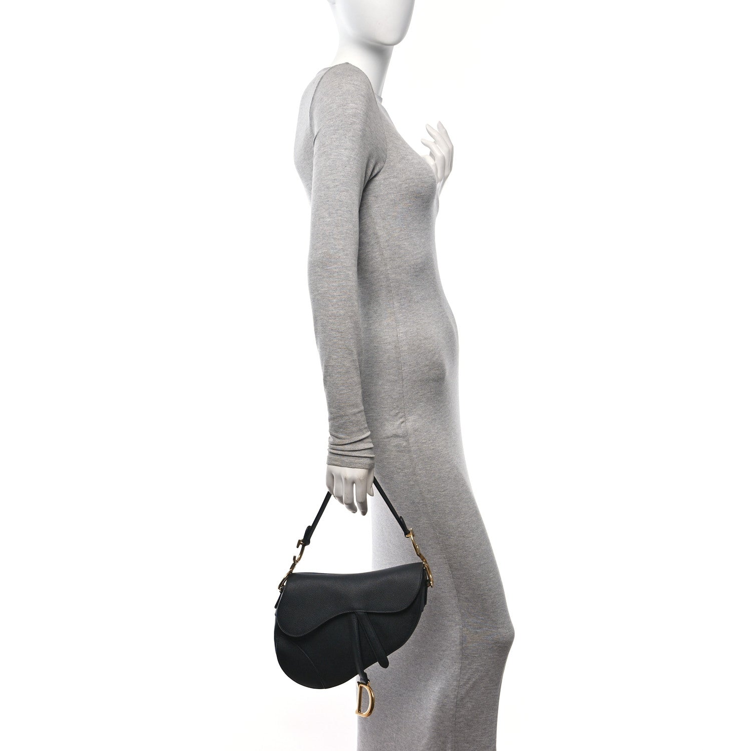 Christian Dior Grained Calfskin Saddle Bag Black 2 of 10