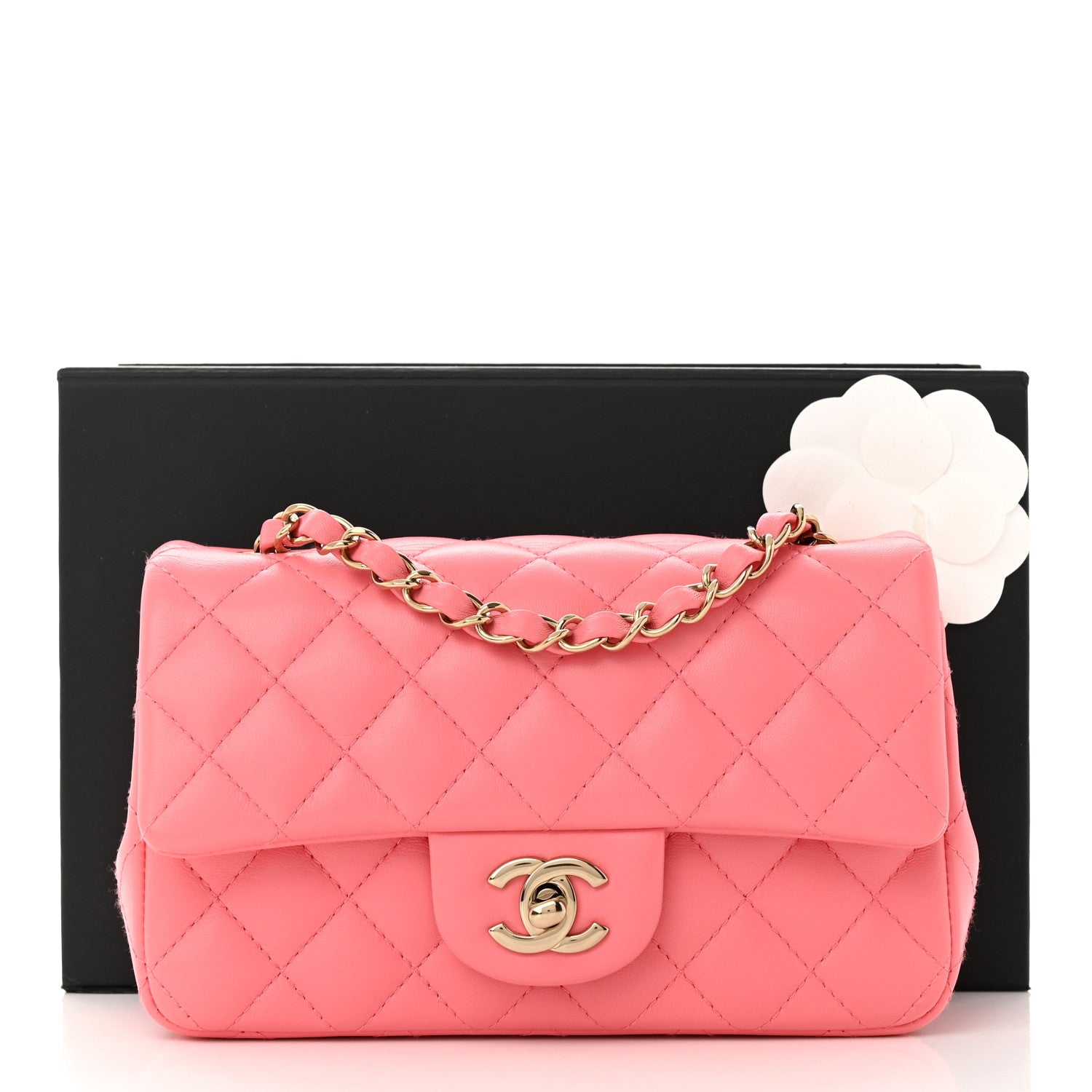 Chanel Lambskin Quilted Mini Rectangular Flap Pink 11 of 11