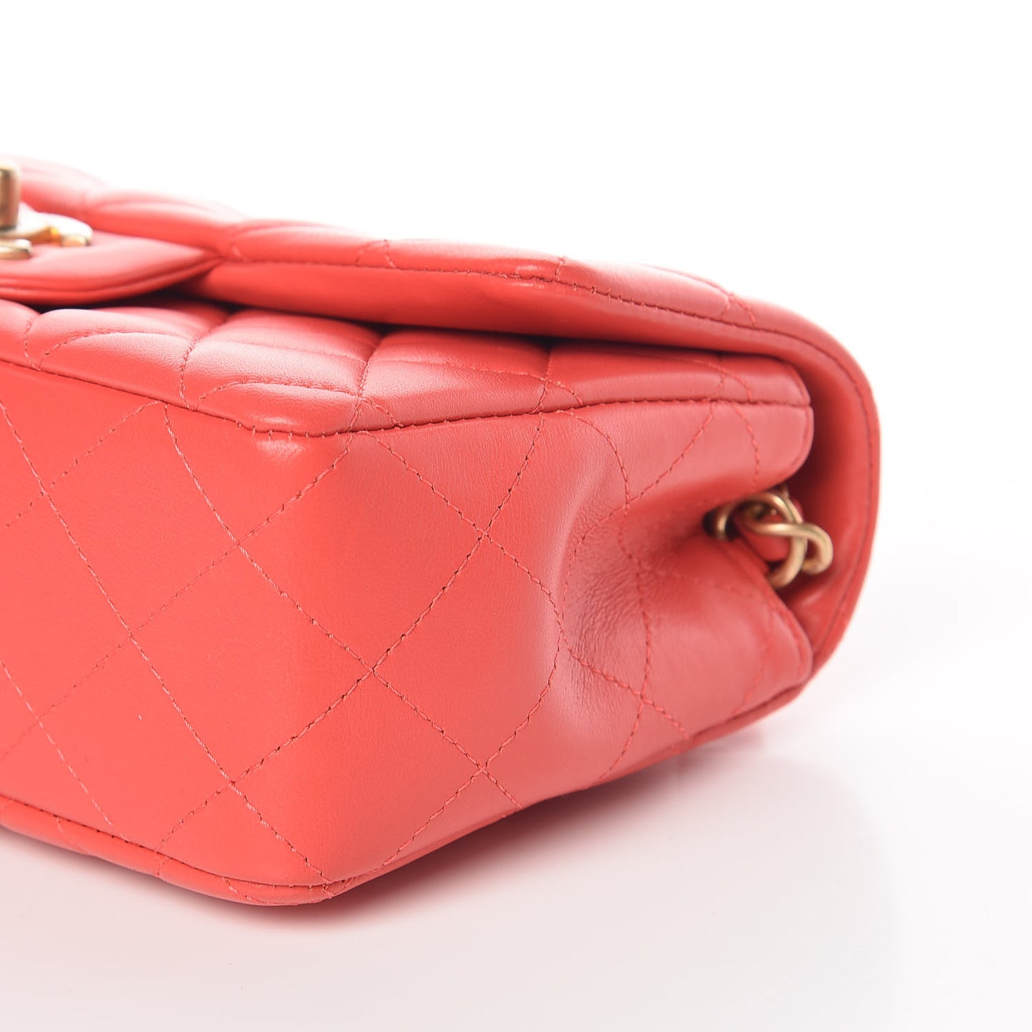 Lambskin Quilted Mini Rectangular Flap Red
