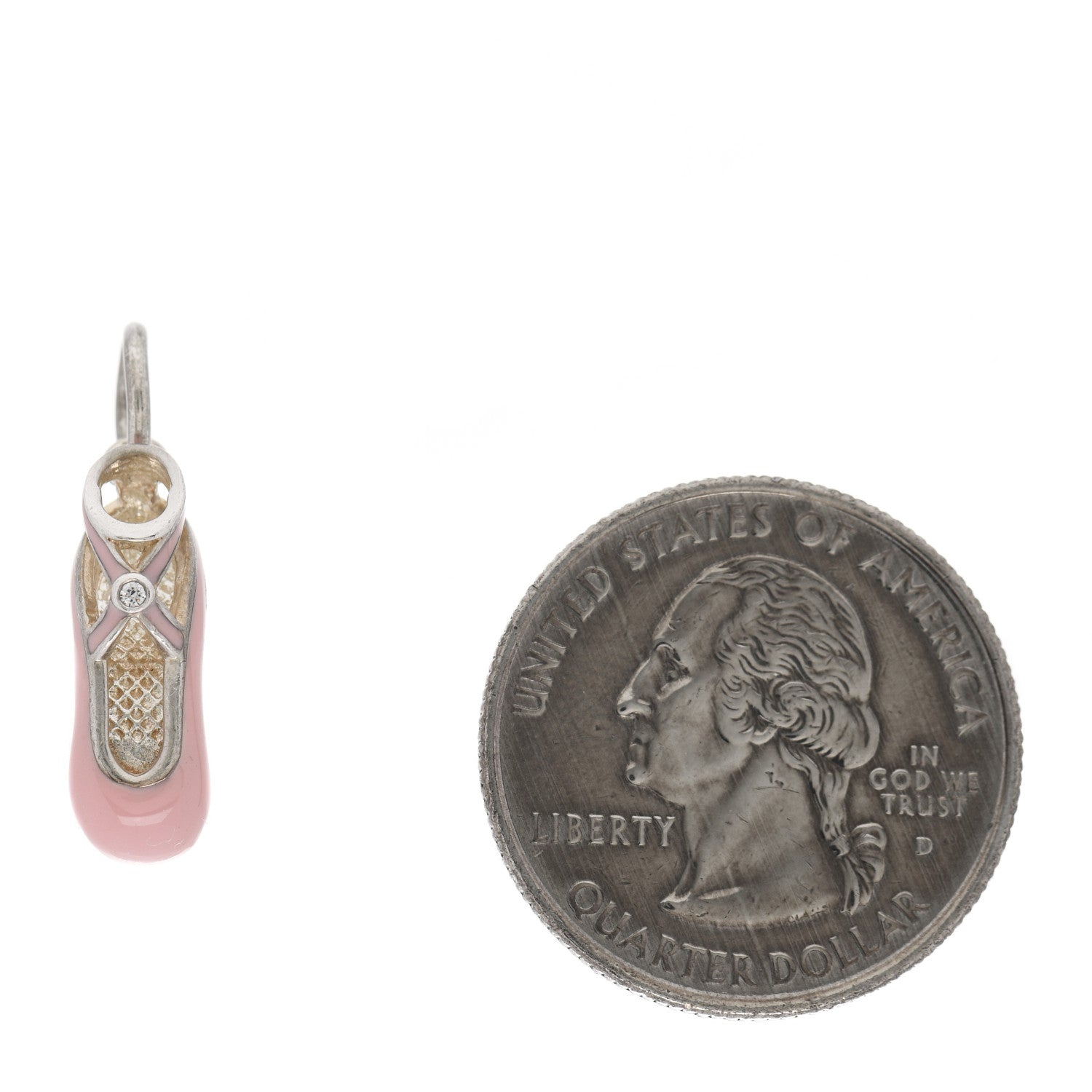 Tiffany Sterling Silver Diamond Enamel Ballet Slipper Charm Pink 2 of 3
