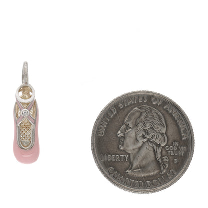 Tiffany Sterling Silver Diamond Enamel Ballet Slipper Charm Pink 2 of 3